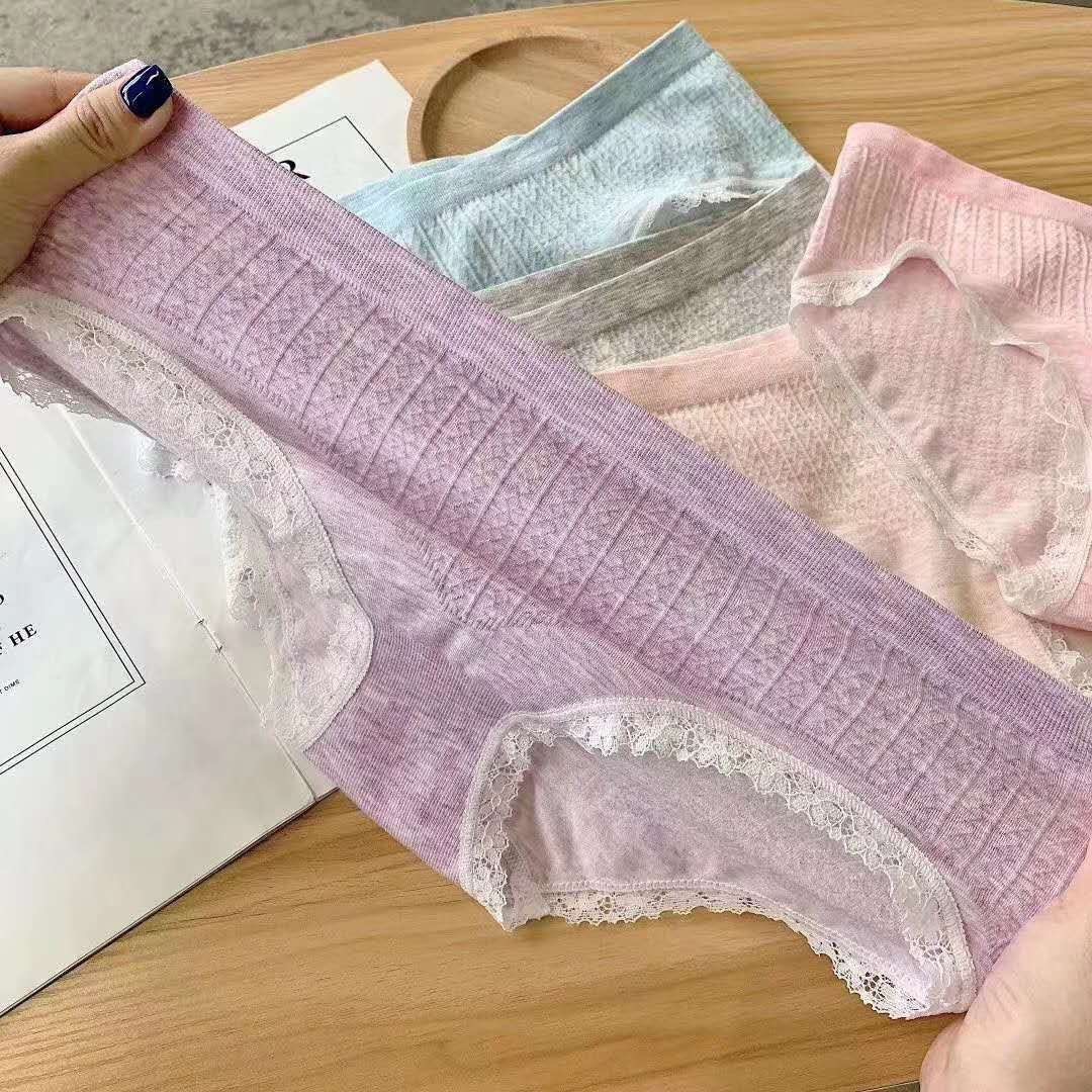 日系甜美蕾丝花边少女内裤女士短裤低腰高弹舒适三角裤产品图