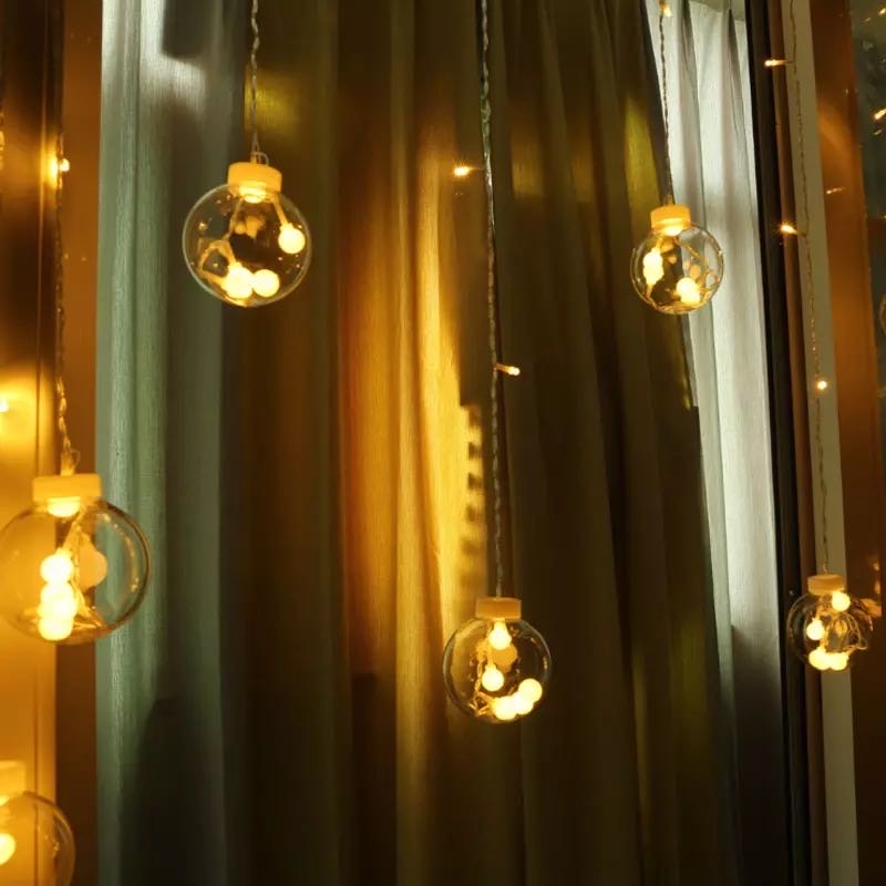 Wish lantern string, curtain light, wish ball, five-pointed star, romantic and charming lanterns, window display, creative led decorative lights details Picture