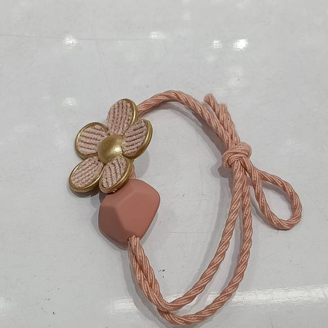 韩版流行时尚橡皮珠珠绒布花成人单条皮筋产品图