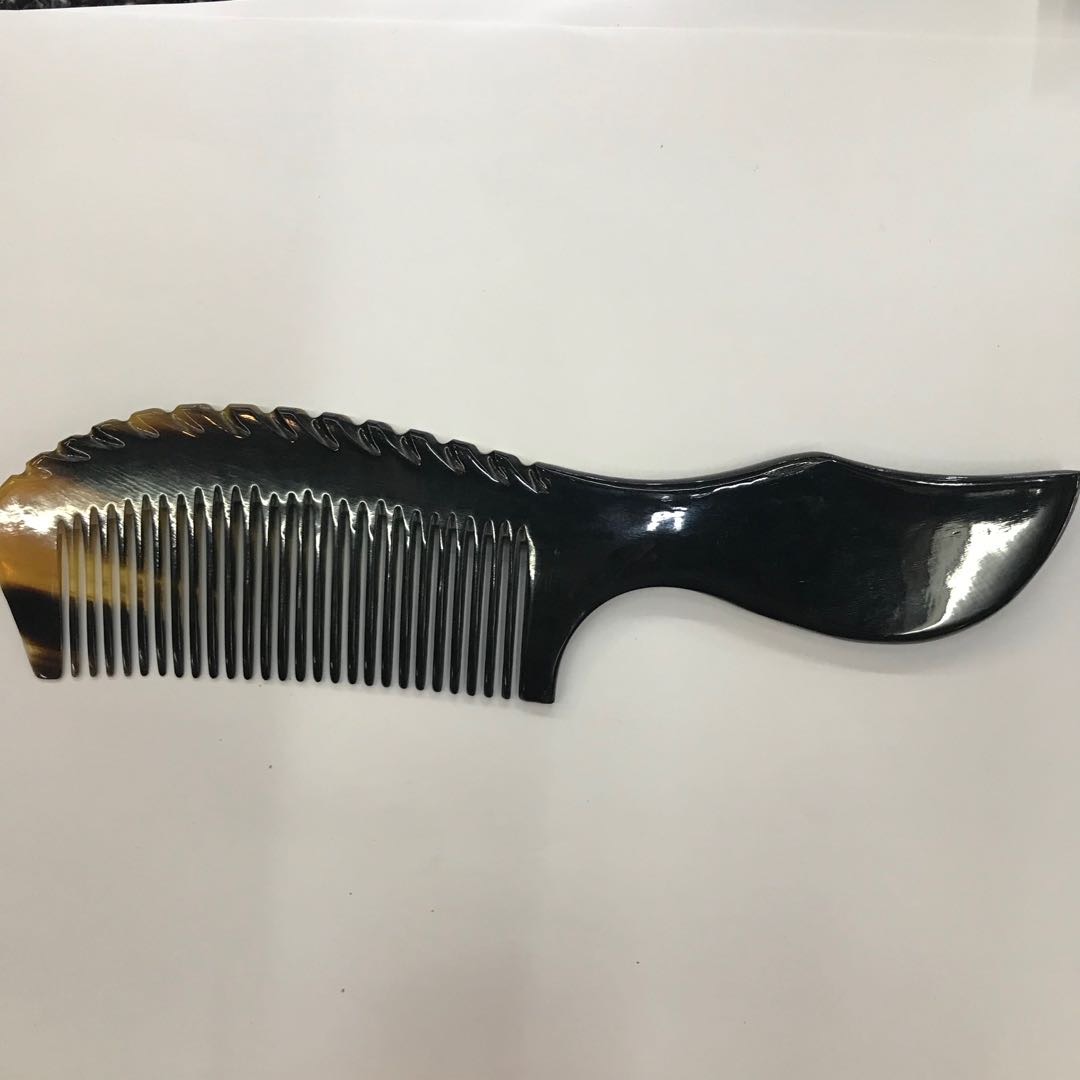 牛角梳子正品天然牦牛按摩梳子女脱头疗头部经络防木梳发头皮宽齿双弯梳