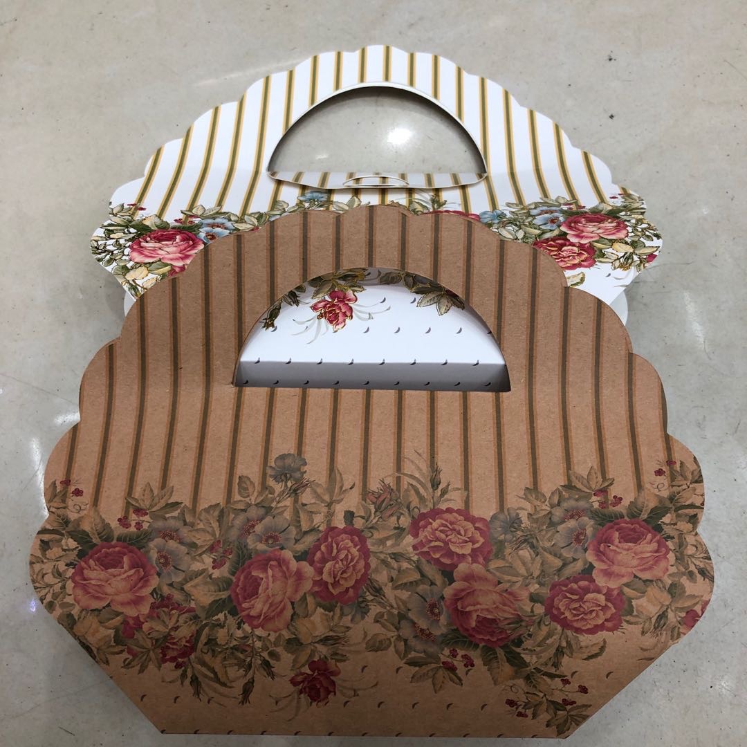 白纸卡玫瑰花花篮形状纸质礼盒包装袋