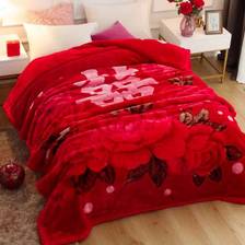 毛毯大红色结婚用毛毯喜被陪嫁送礼10斤双人被子冬季加厚毯子