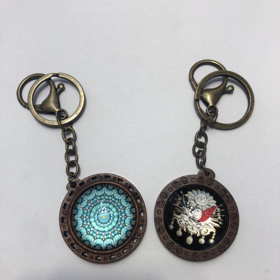 厂家直销木头底座玻璃合金钥匙扣首饰图