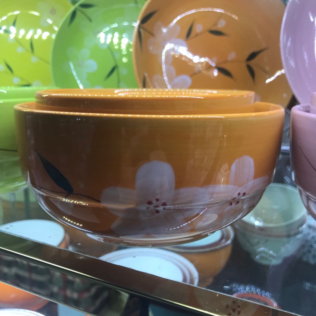 手绘彩色护边碗汤碗盘子适用于洗碗机电烤箱冰箱产品图