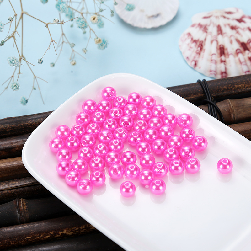 Colorful straight-hole imitation pearl high-gloss water-polished perforated ABS plastic pearl diy beaded bag material, jewelry accessories details Picture