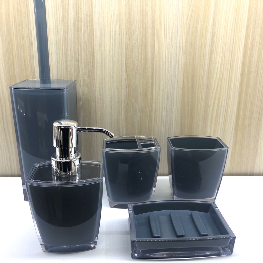 深蓝厚亚克力卫浴套装马桶刷乳液瓶漱口杯肥皂碟牙刷架