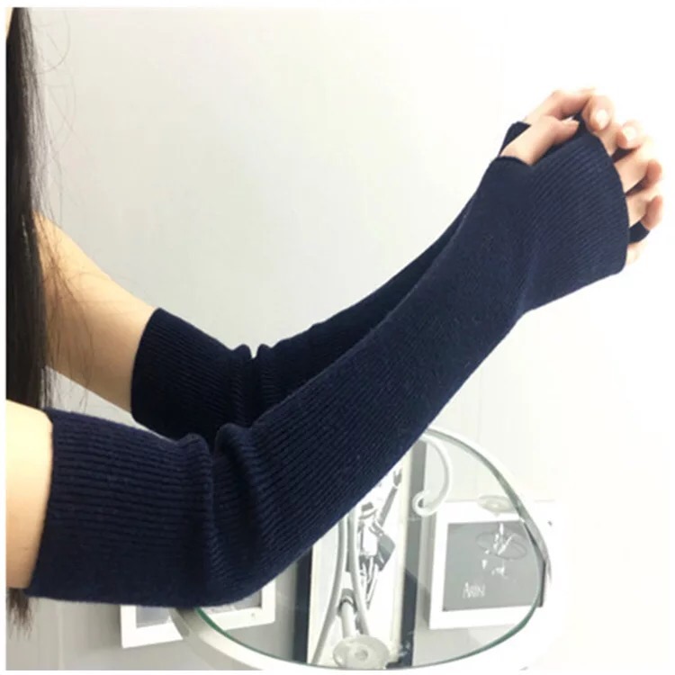 雪缔新款羊绒手臂套袖套秋冬长款露指半指手套加厚保暖假袖子批发产品图