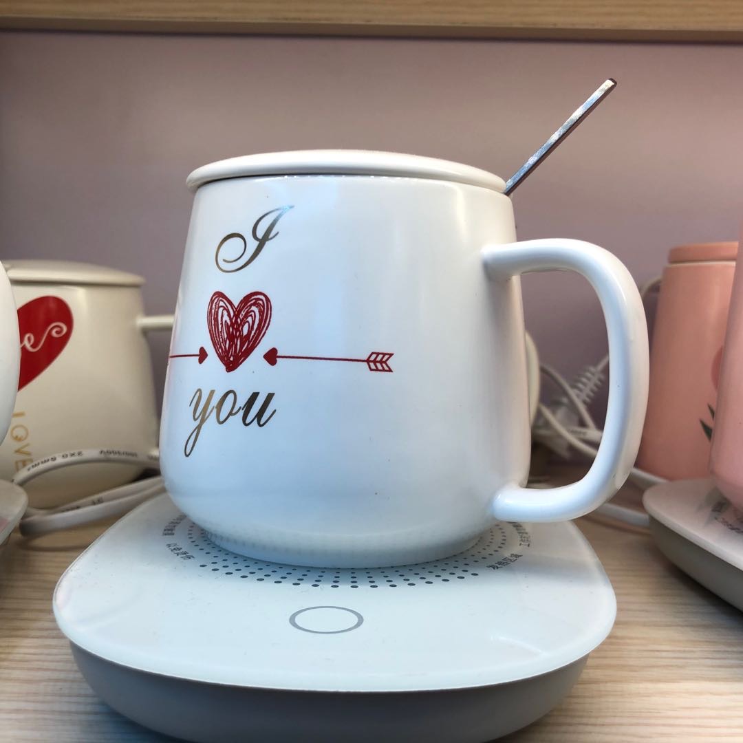 锦泰工艺爱心箭头恒温杯陶瓷杯子女茶壶杯碟创意潮流水杯家用咖啡杯