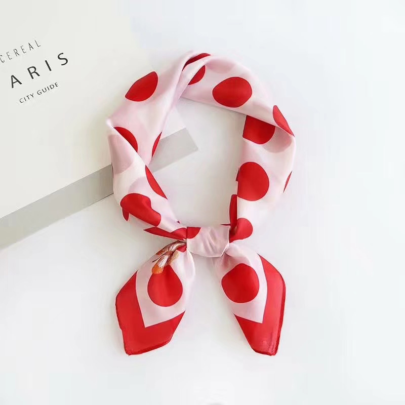 Fashion Casual All Match Small Square Scarf Scarf Red Polka Dot Korean Scarf Specification drawing
