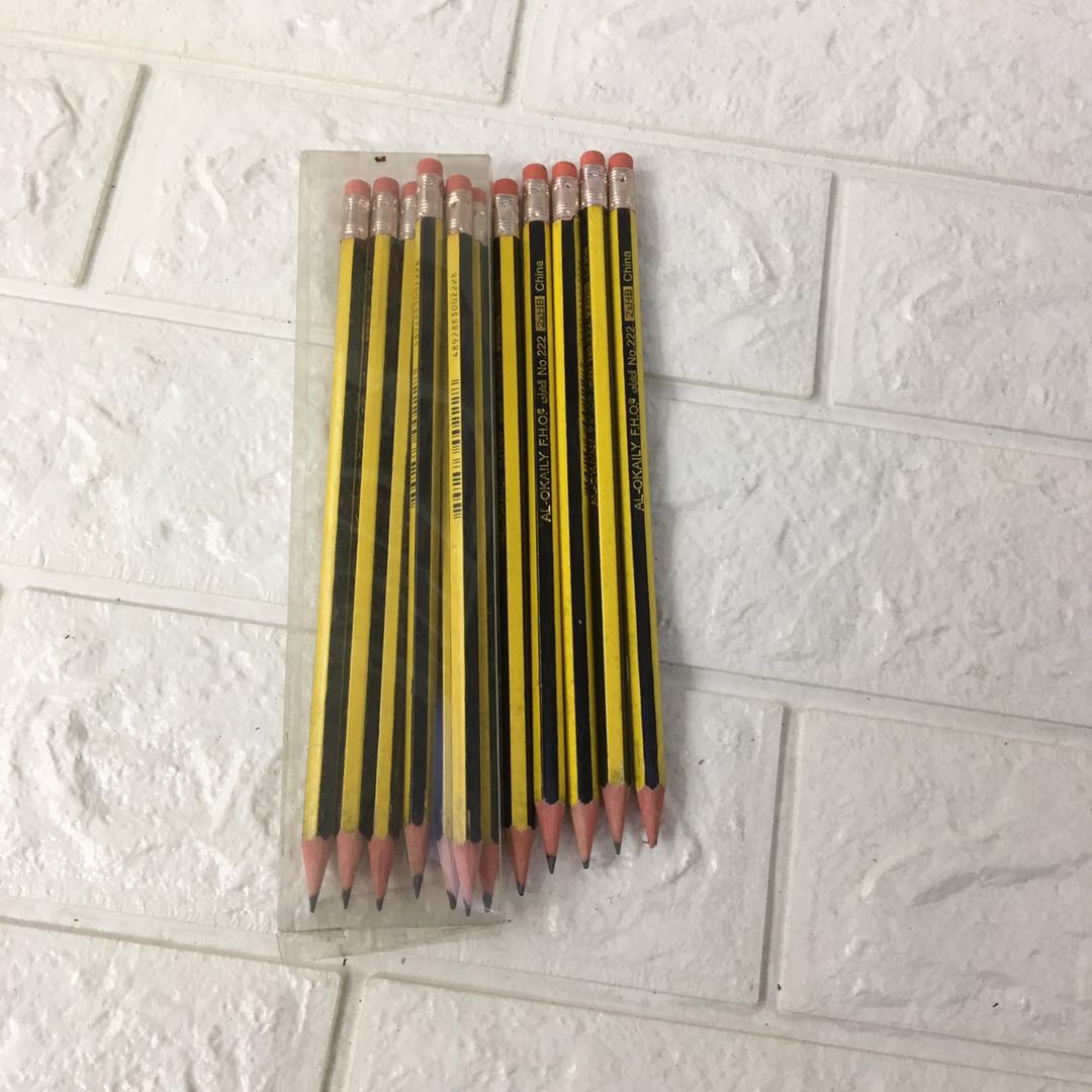 PVC盒12支抽条皮头HB铅笔学习用品