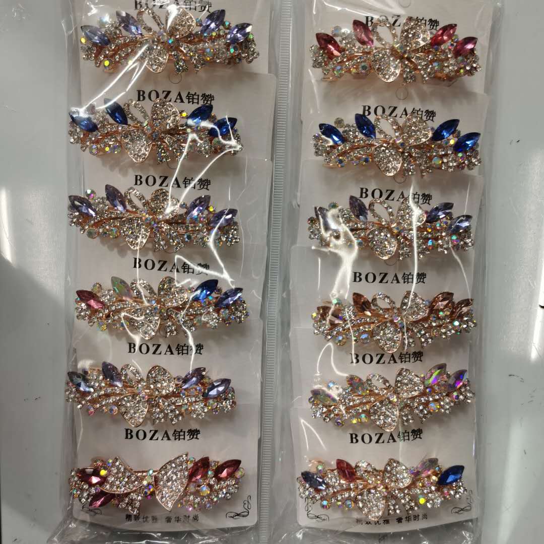 Korean Style Ladies Hairpin Alloy Rhinestone Bow Head Buckle details Picture