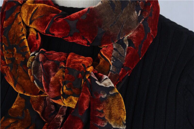 Women's Fashion Trend Temperament Multi-Colored Velvet Scarf Specification drawing