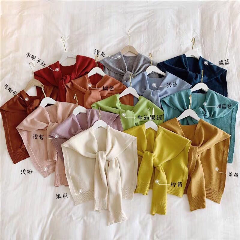 Spring And Autumn Harbor Taste Vintage Knotted Knitted False Collar Solid Color Vest Woman