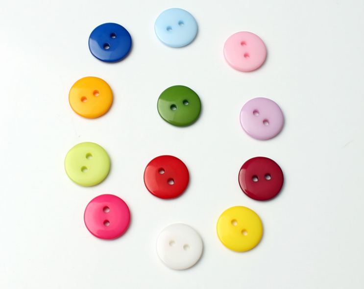 Color two-eye buttons resin buttons children DIY color double bread button flat buttons thumbnail