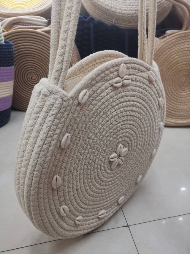 Conch Small Fresh Cotton Thread Hand-Woven Bag New Large Capacity Single Shoulder Portable Seaside Holiday Beach Bag details Picture