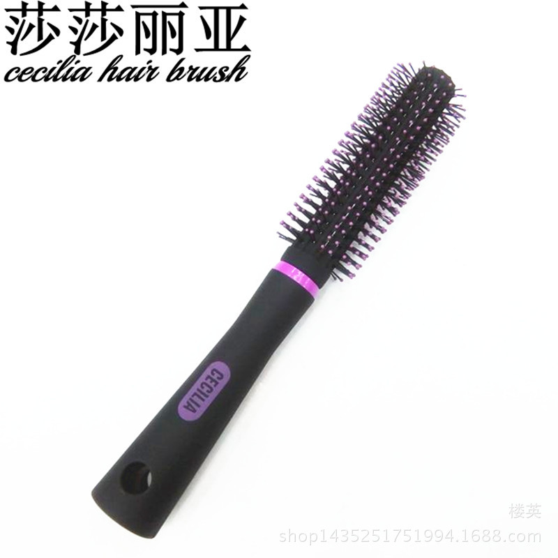 美容美发黑玫红圆滚梳卷发梳防静电美发滚梳厂家直销卷发造型梳
