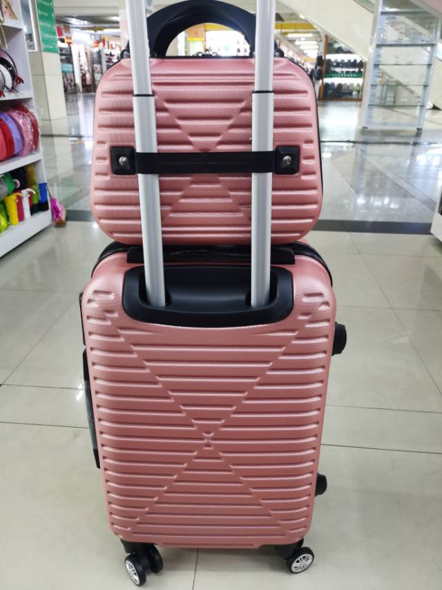 Pink matte two-piece suitcase with a handle Specification image