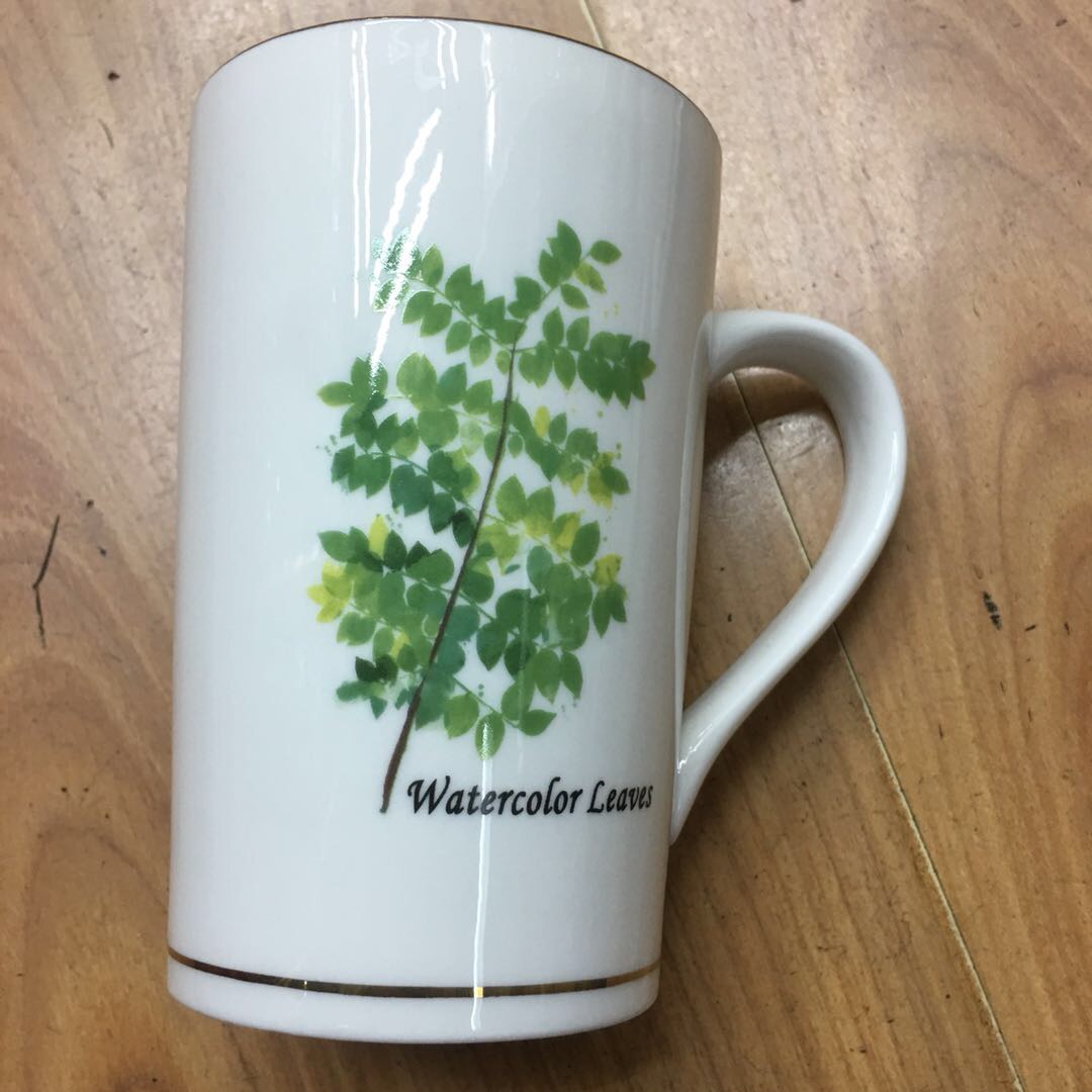 Creative ceramic printed gold thread mouth straight mug factory direct sales