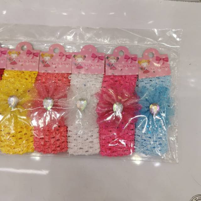 New children's colorful headband Lace Lace net yarn Floret Acrylic diamond accessories Hair headpiece small fresh hair accessories thumbnail