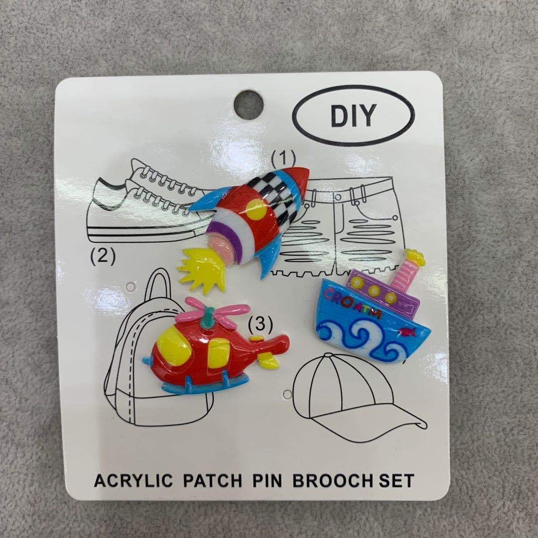 Rocket and other hairpins, cute children's brooches for little girls. "Bag buckle"