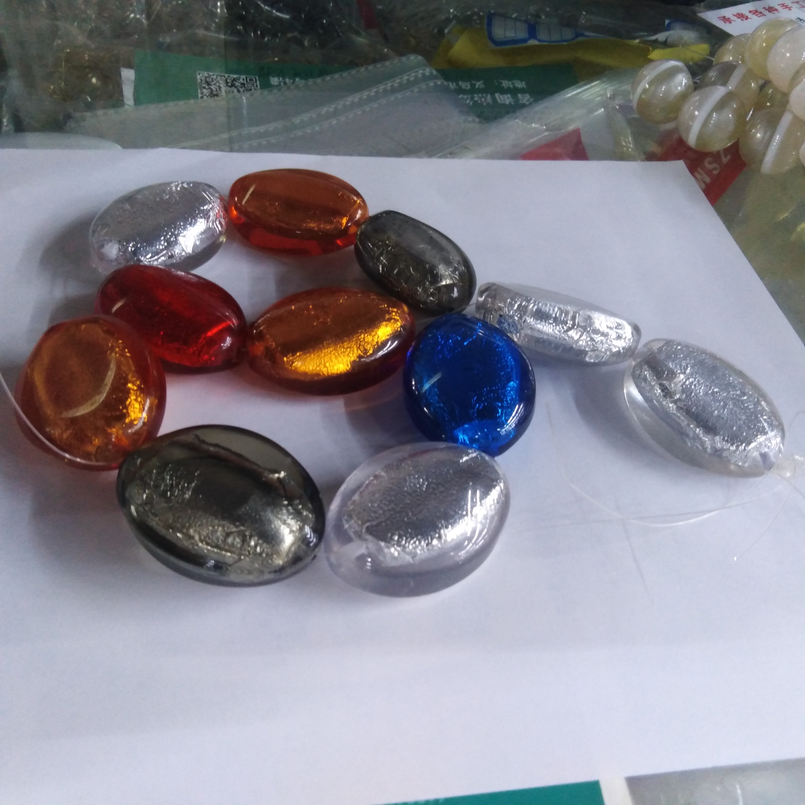 DIY大号银箔心树脂艺饰配件新款耳环耳饰树脂饰品配件产品图