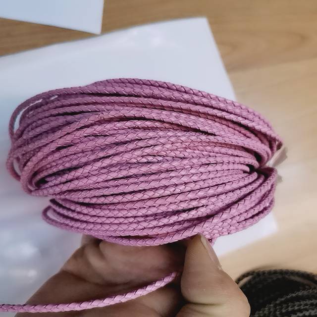 厂家直销粉色编织绳皮革编织绳项链手链腰链等配件产品图
