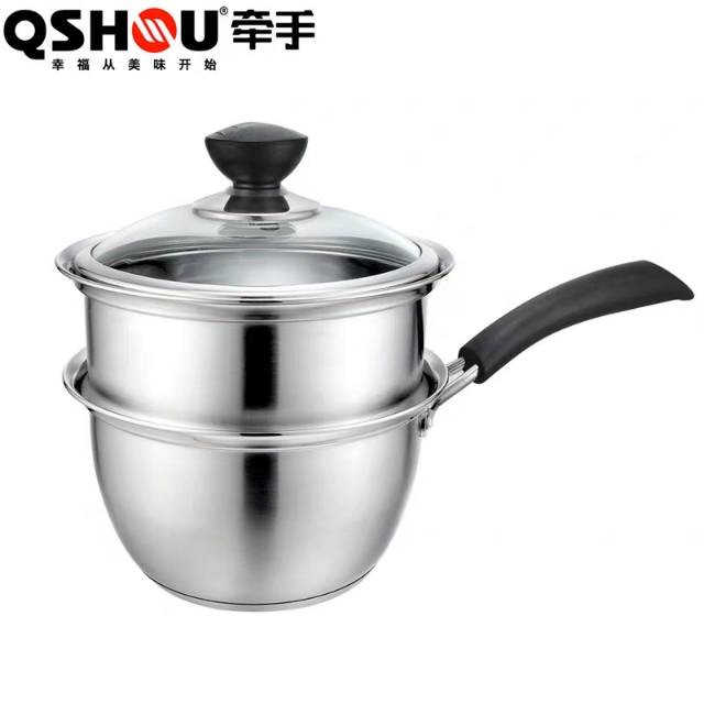Stainless steel milk pot, small milk pot, soup pot, mini steamer, hot pot, baby health complementary food pot, gas induction cooker pot