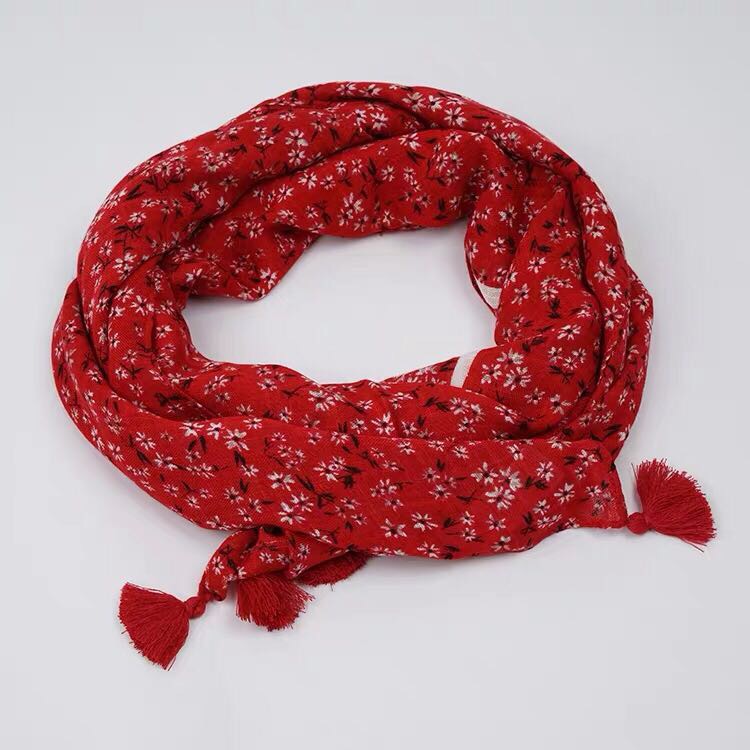 Spring And Autumn Leaves Delicate Printed Silk Scarves All Travel Red Thin Square Scarf