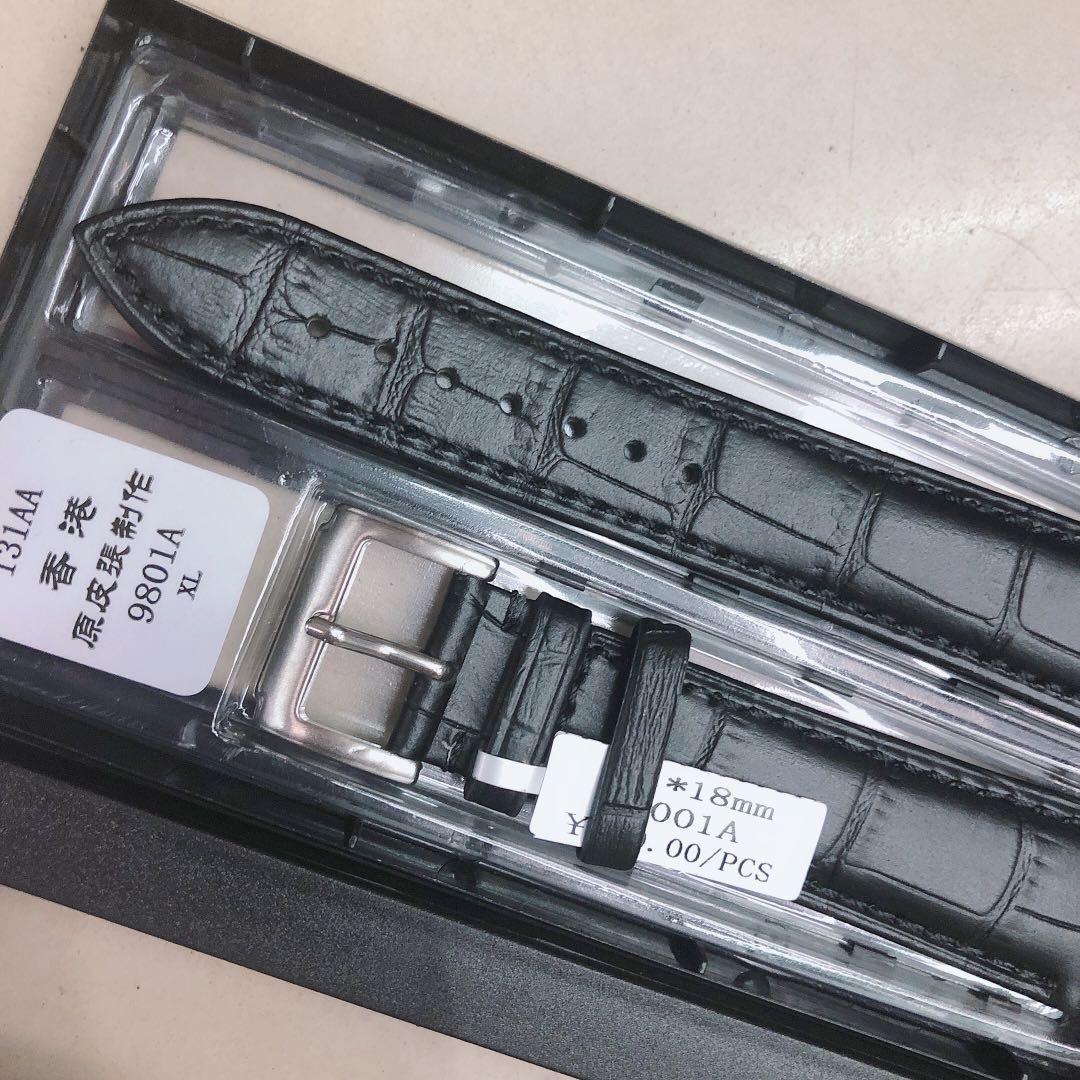 PU皮表带男女蝴蝶扣配件超薄柔软皮质手表链代用产品图