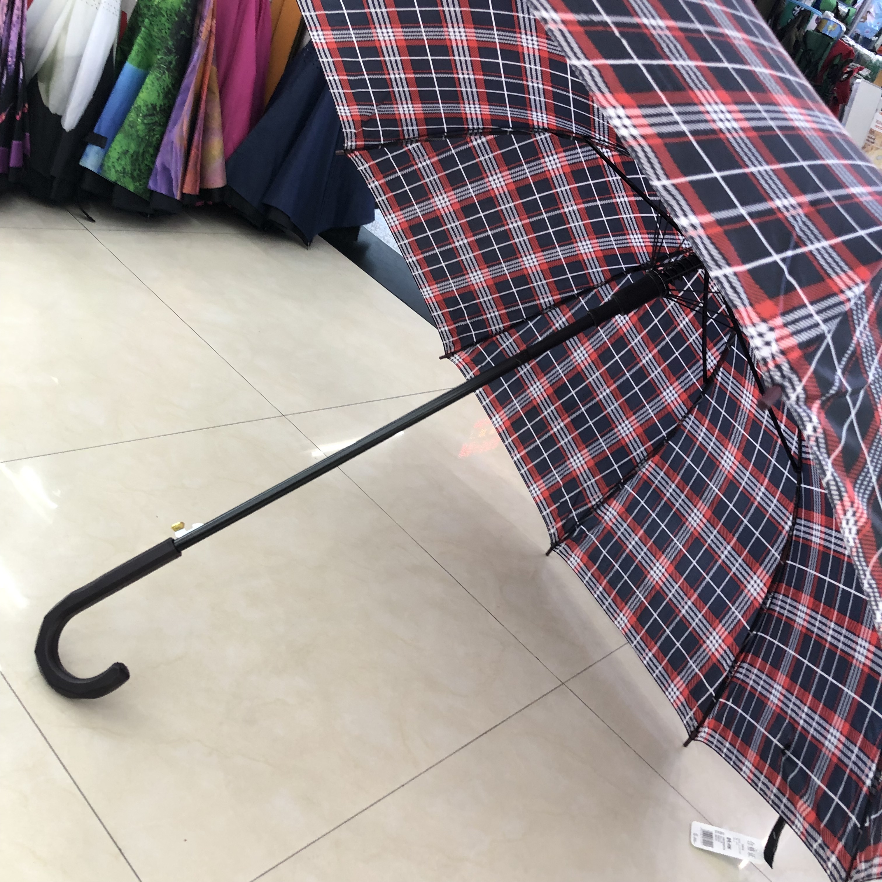 Yiwu Good Goods Business Umbrella Custom Increase Wind Weather Umbrella Solid Color Long Handle Straight Golf Umbrella Specification drawing