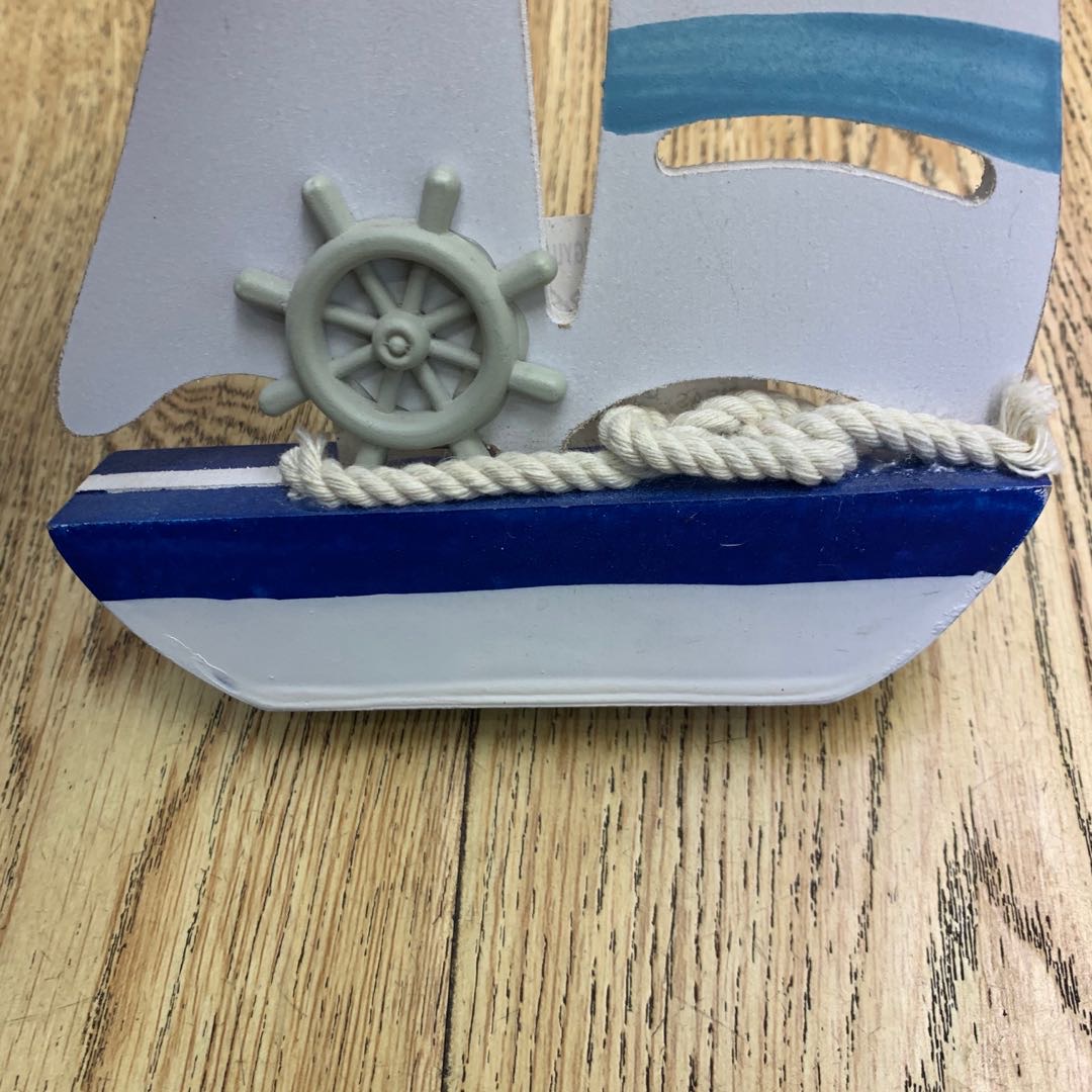 Mediterranean Wooden Sailboat Model Creative Decoration details Picture
