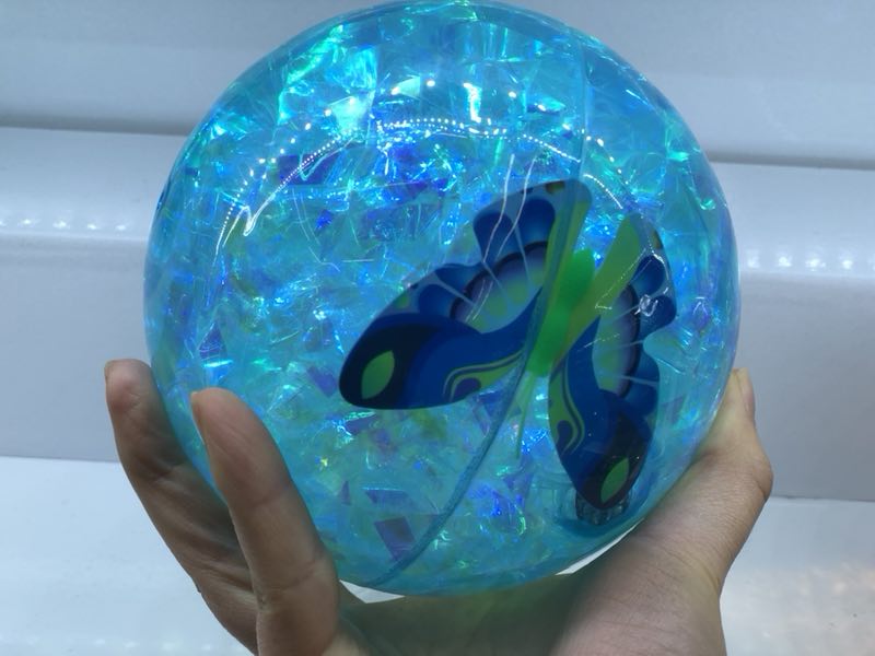 12cm彩条棱面发光弹力球带绳款TPU材质儿童玩具 Specification image