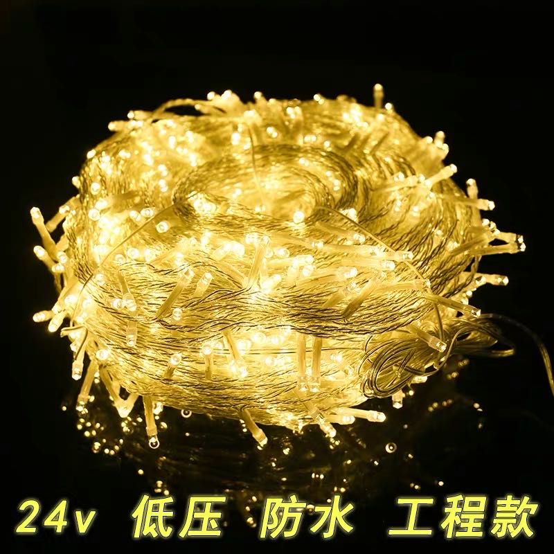 LED small colored lights, flashing lights, string lights, starry sky, low-voltage 24v outdoor waterproof project, solar Christmas star decoration