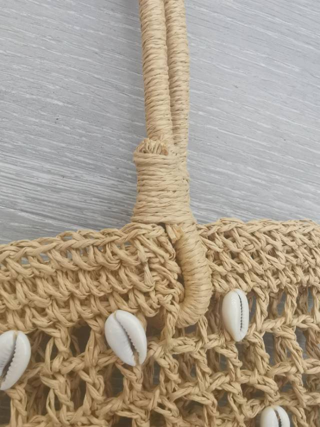 Fashion Conch Straw Bag Women's Single Shoulder Hand Summer Beach Holiday Beach Bag Specification drawing