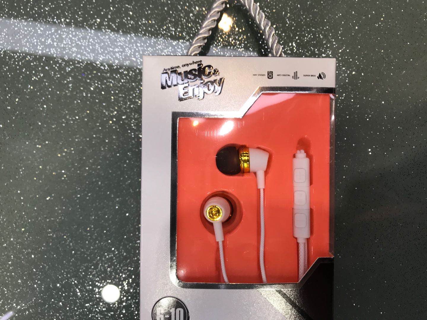 Music Wired headphone in-ear headset Universal bass earplug subwoofer with mic white thumbnail