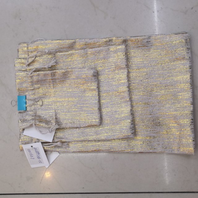 棉麻烫金束口包装袋，厂家直销韩式简约气质礼物袋，11×14cm/13×18cm/16×22cm/20×30cm