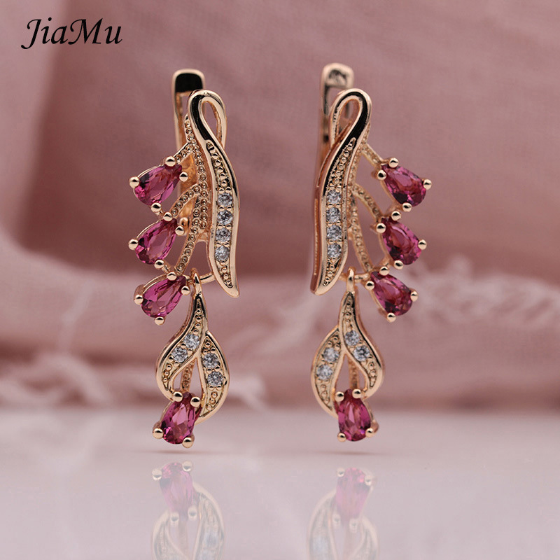 Hot-selling rose gold multi-color water drop natural zircon women's long pendant jewelry on Amazon AliExpress wish