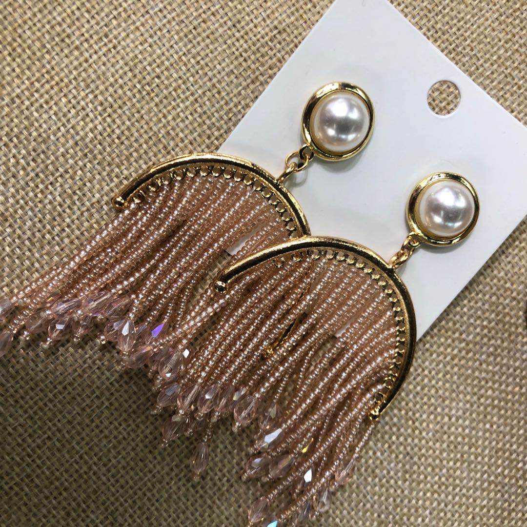 粉色米珠时尚耳环韩版少女心耳饰气质甜美可爱耳饰网红女饰品