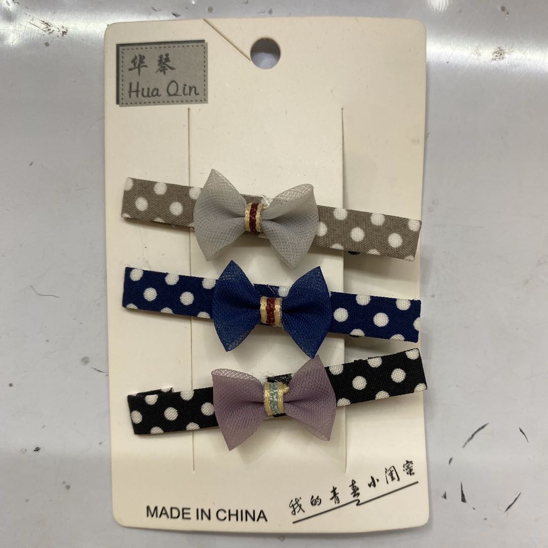 Hot new polka dot fabric organza bow women's duck clip thumbnail