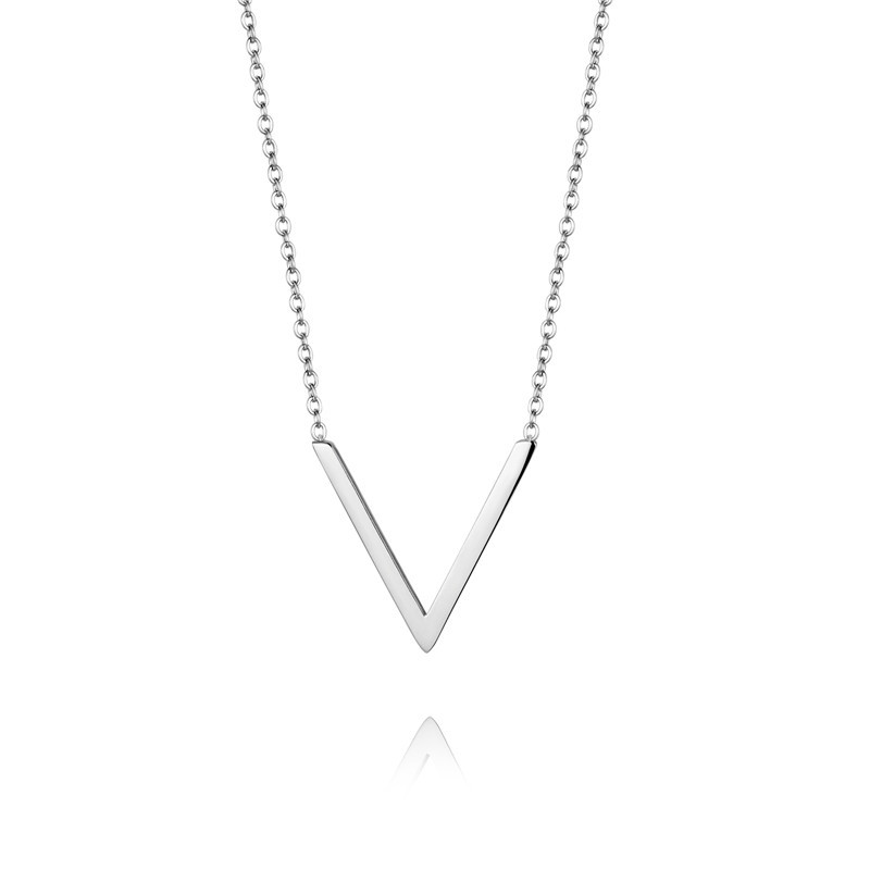 Retro, trendy and fashionable V-shaped pendant necklace, simple and elegant titanium steel necklace factory direct sales