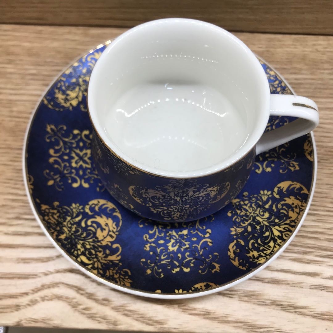 Cool And Elegant Blue Color With Electroplated Gold Cup Coffee Cup