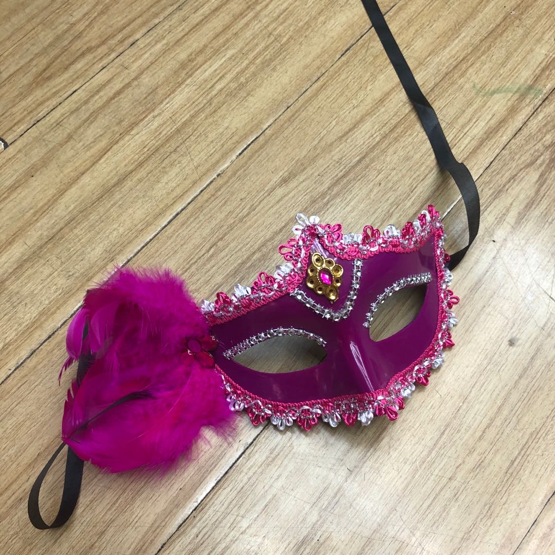 孔雀羽毛面具蕾丝边儿童化妆舞会公主幼儿园舞蹈表演