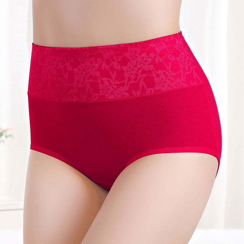 Cotton Women's Panties High-Waisted Printed Panties Women's Sense Big Red Plus Size Women's Briefs details Picture