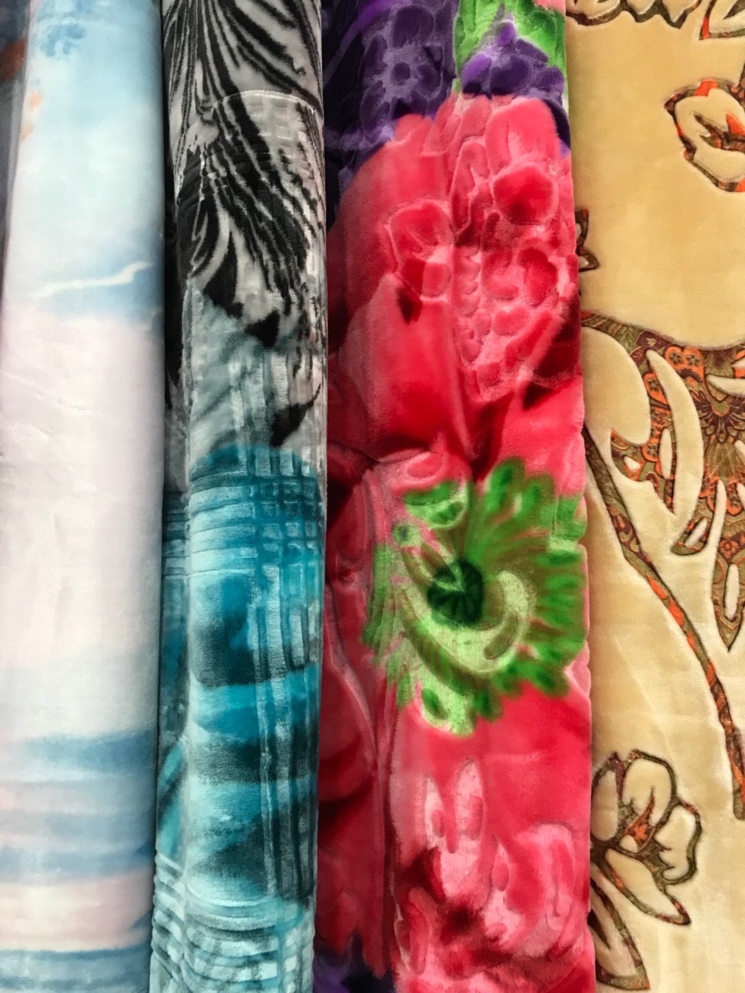 Polyester Blanket With Multicolored Floral Variogram Printed Embossing details Picture