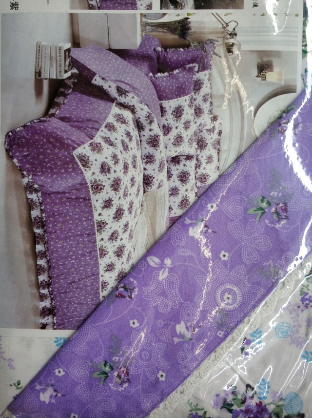 紫色妖姬包边加厚床上四件套细节图