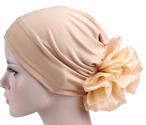 Women's Fashion Trend With All The Muslim Retro Big Bud Back Flower Elastic Headscarf details Picture