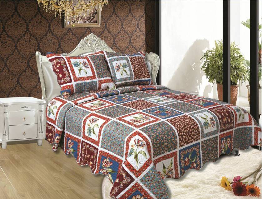 Quilted European, American And Korean Style Cover Sheet Three-Piece Set Specification drawing