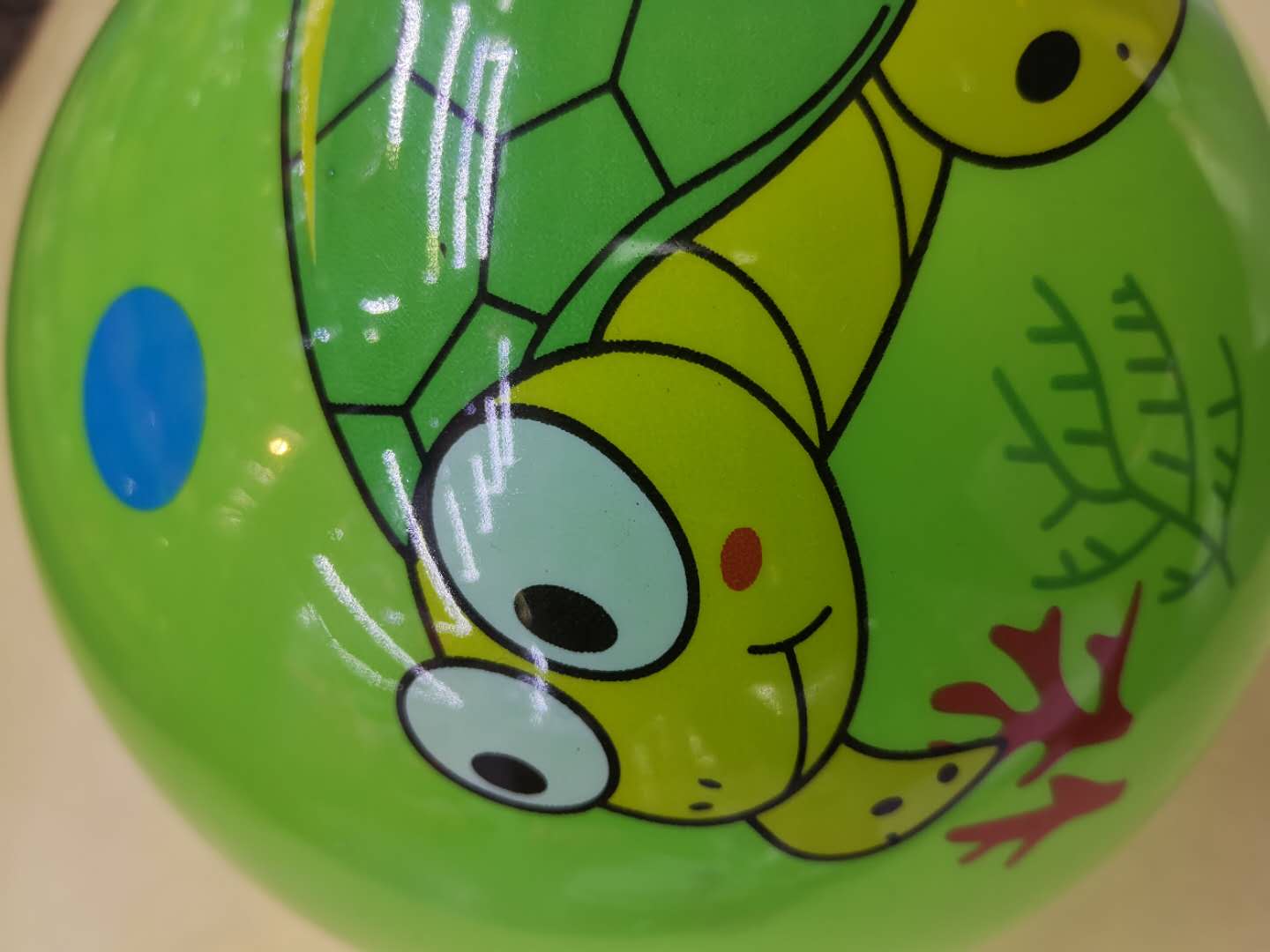 Kindergarten especial raqueta inflable bola de cuero juguetes para niños tortuga patrón a prueba de explosiones engrosado 9 pulgadas dibujos animados etiqueta tortuga marina serie bola Specification image