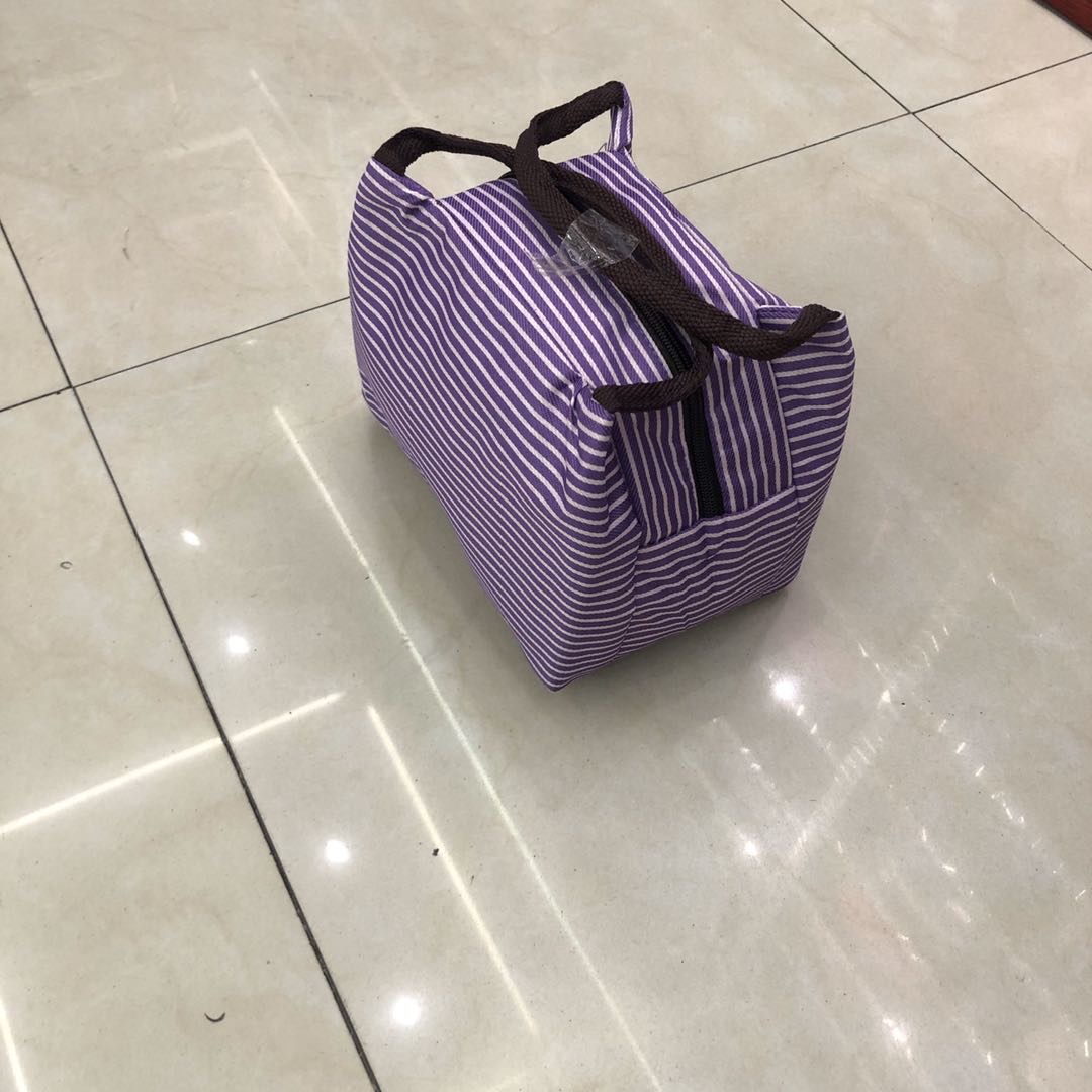 时尚条纹防水手提便当袋饭盒袋便当包饭盒包保温饭盒袋细节图