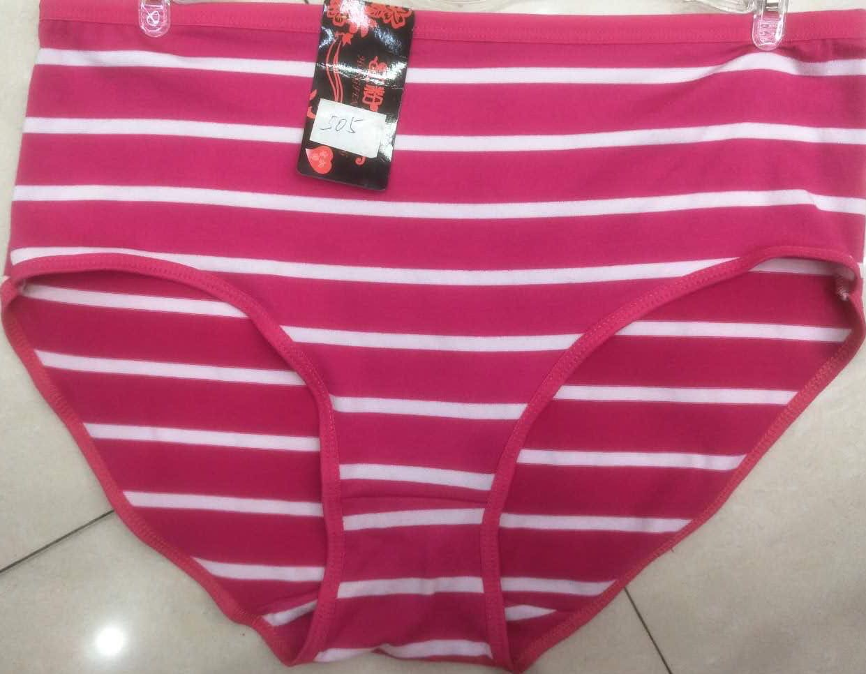 Foreign trade ladies red striped panties middle waist casual shorts loose briefs full figure